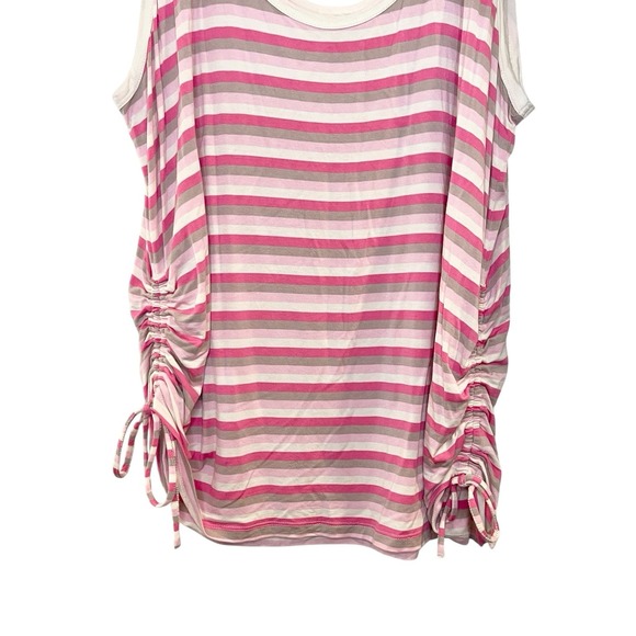 Torrid Super‎ Soft Pink Stripes Scoop Neck Side Tie Tank Stretchy Beach Knit 3X - Picture 3 of 6